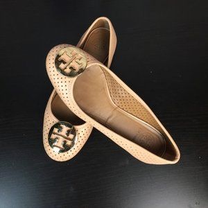 Tory Burch Perforated Reva Flats, Sable, 8M